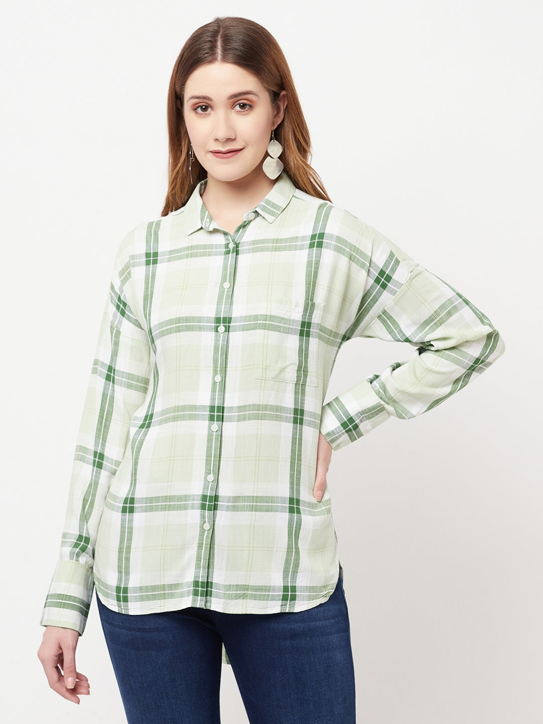 Green Checked Shirt - Women Shirts