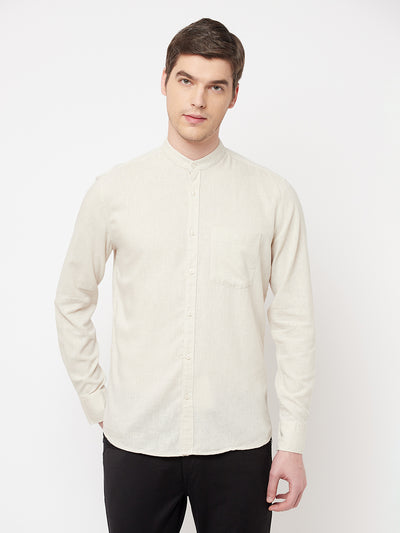 Beige Casual Shirt - Men Shirts