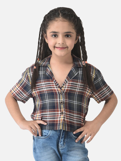  Multi-Colour Cropped Shirt with Tartan Checks 