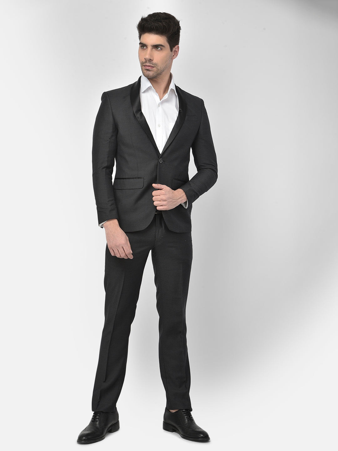 Black Satin Lapel Tuxedo Suit - Men Suits