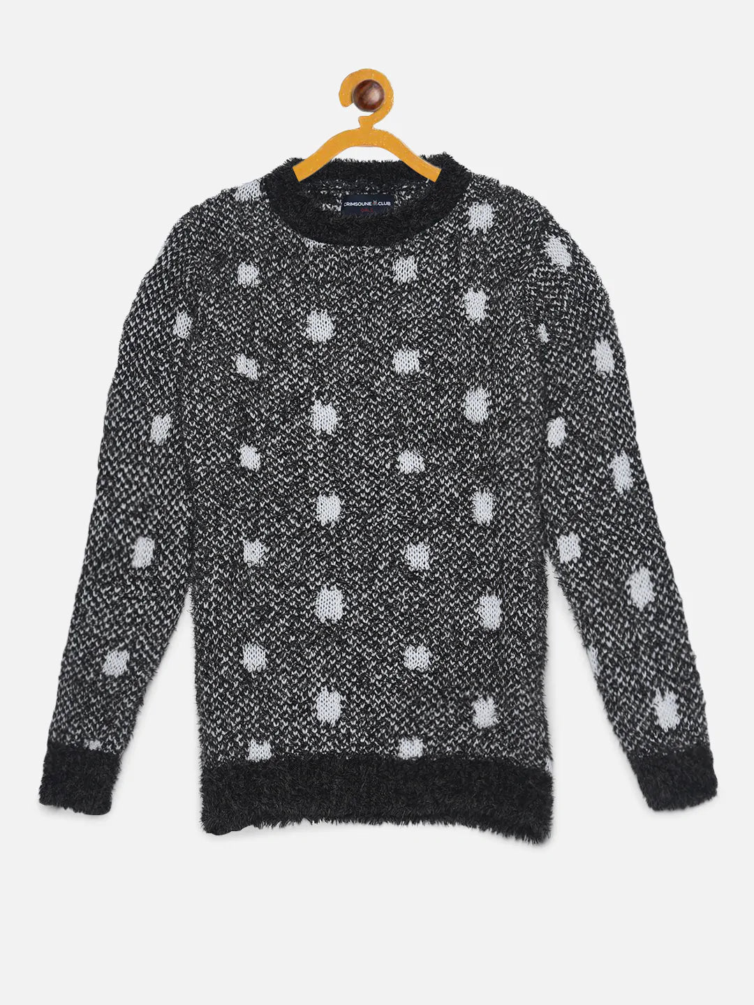  Black Fuzzy Spotted Sweater