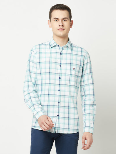  Teal Blue Checkered Shirt