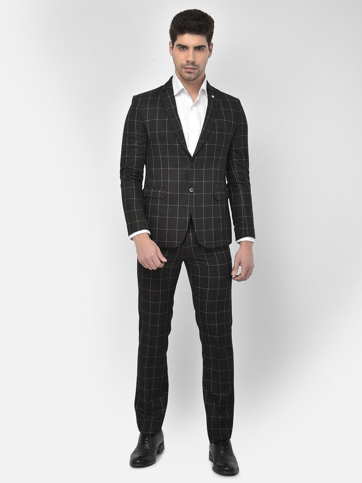 Black Checked Suit - Men Suits