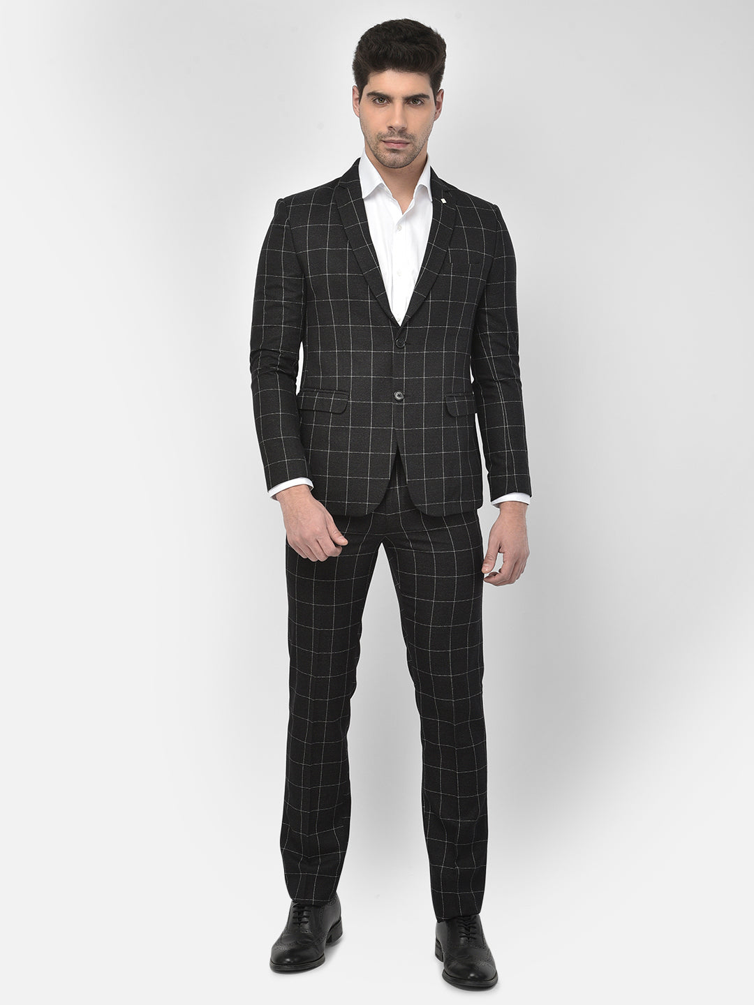 Black Checked Suit - Men Suits