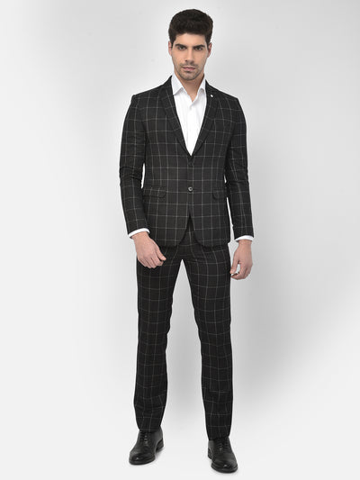 Black Checked Suit - Men Suits