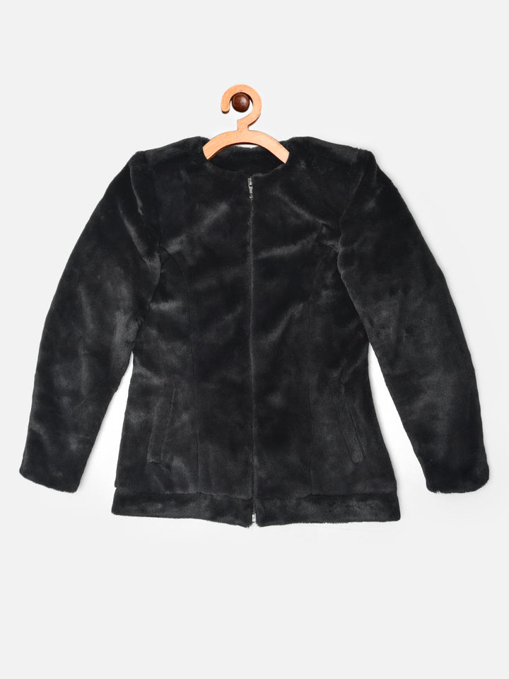 Black Round Neck Blazer - Girls Jackets
