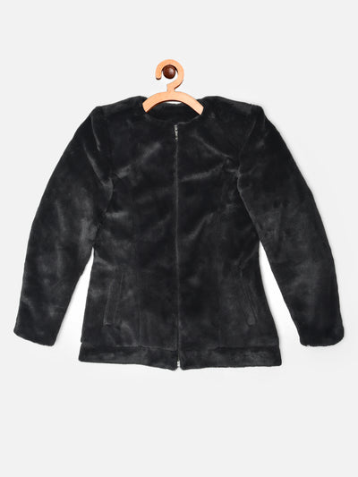 Black Round Neck Blazer - Girls Jackets