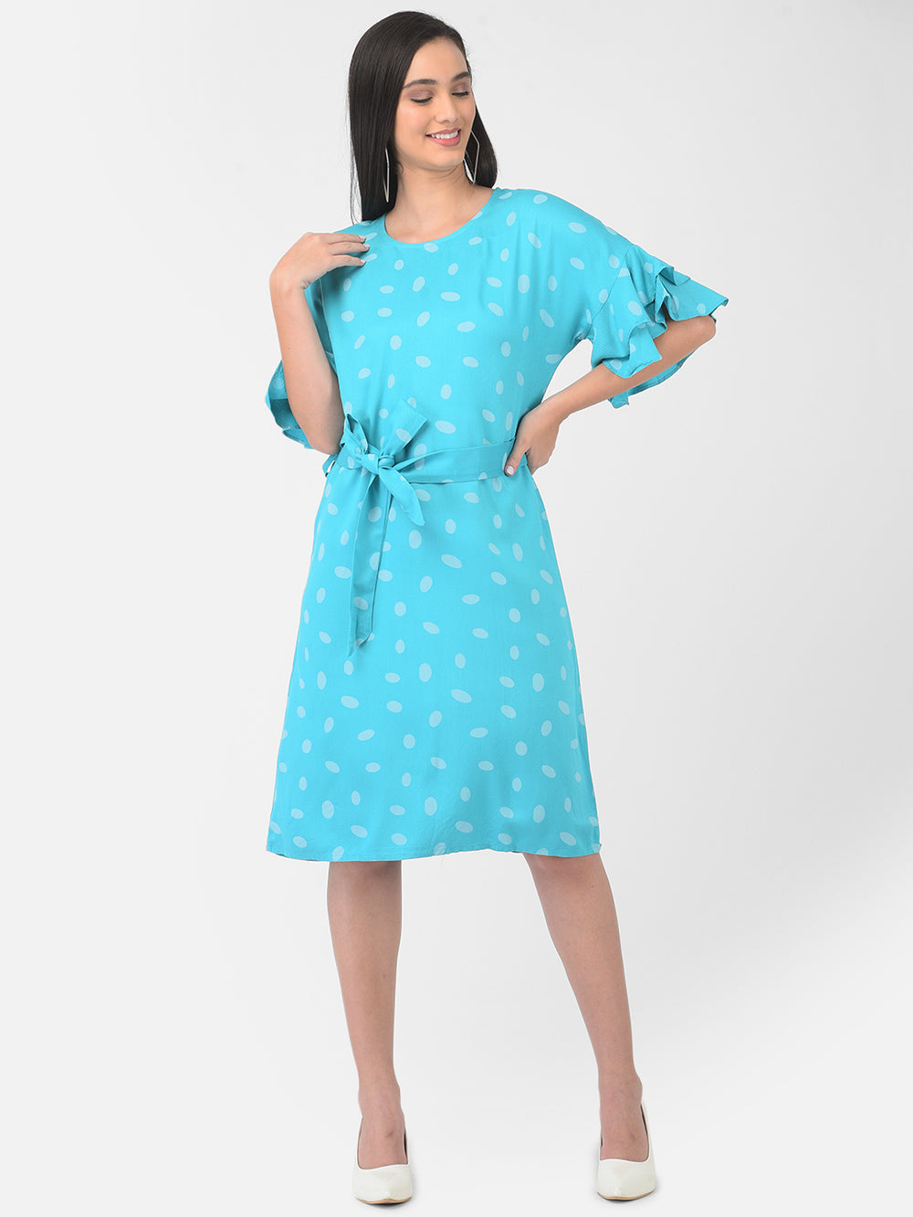 Blue Polka Dots Dress - Women Dresses