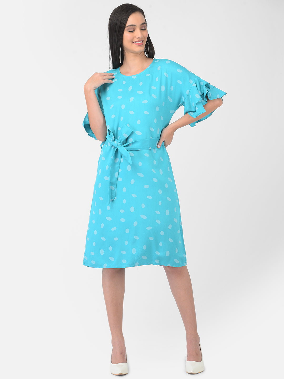 Blue Polka Dots Dress - Women Dresses