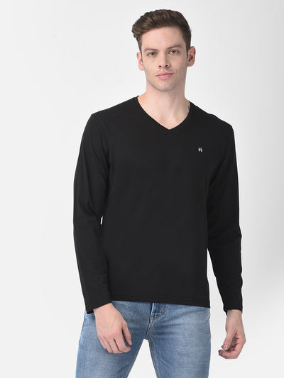 Long-Sleeved Black T-Shirt-Men T-Shirts-Crimsoune Club