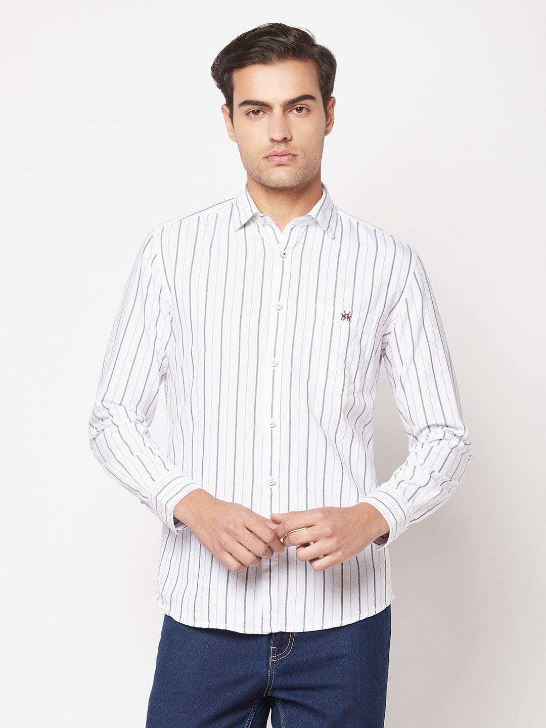  Striped White Cotton Shirt