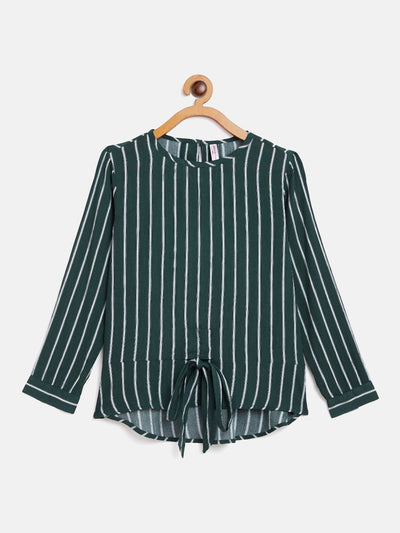 Green Striped tie-up Top - Girls Tops