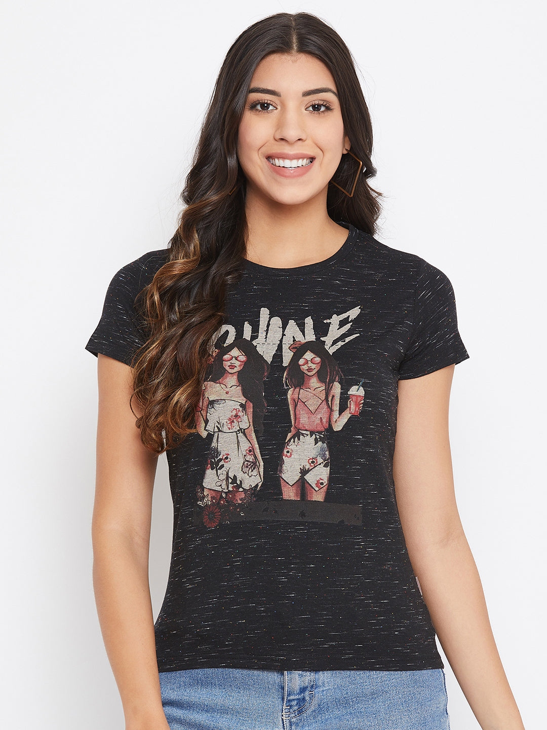Black Printed T-shirt - Women T-Shirts