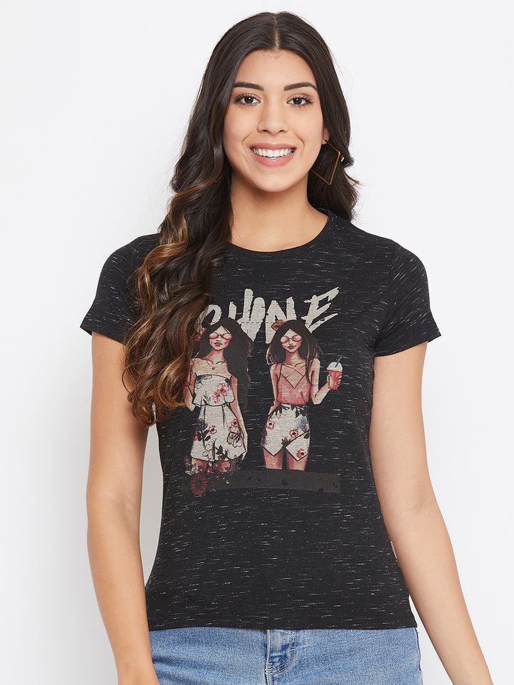 Black Printed T-shirt - Women T-Shirts