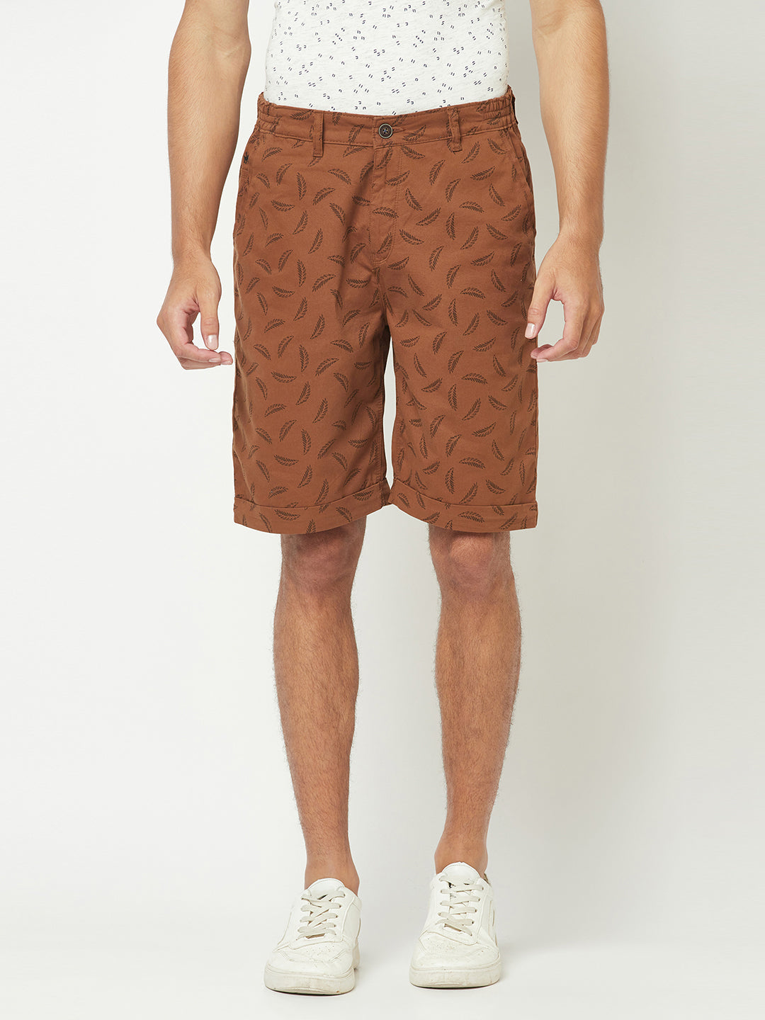 Brown Floral Shorts