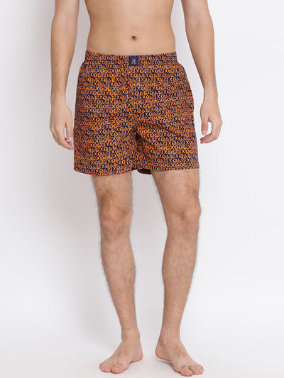 Orange Printed Boxer - Men Boxers