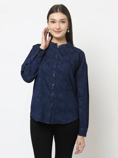 Denim Shirt with Floral Print