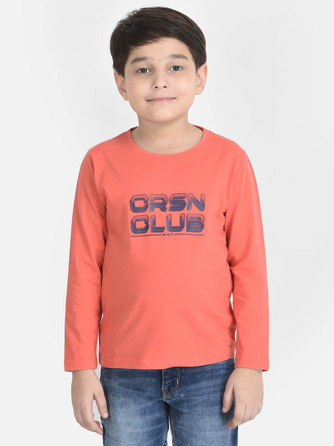 Coral Pink Typographic T-Shirt-Boys T-Shirts-Crimsoune Club