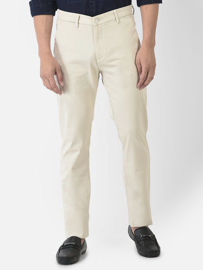  Cream Trousers in Slim Cut