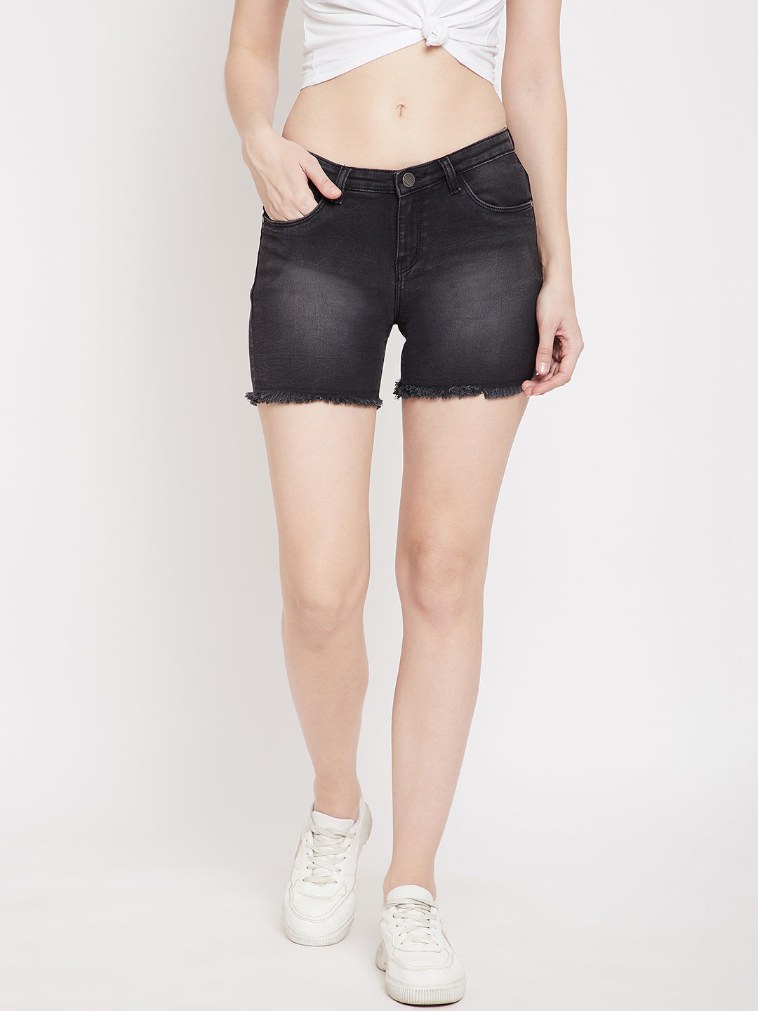 Distressed Denim Shorts - Women Shorts