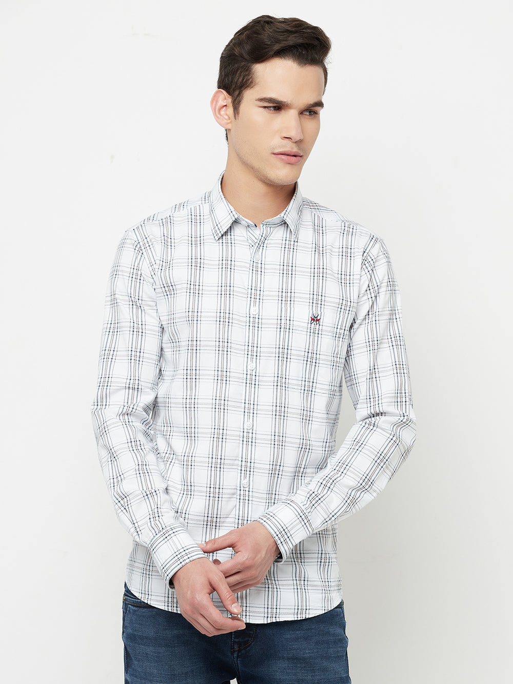 White Checked Shirt - Men Shirts
