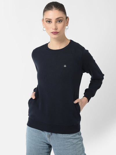  Navy Blue Brand Logo Sweatshirt 