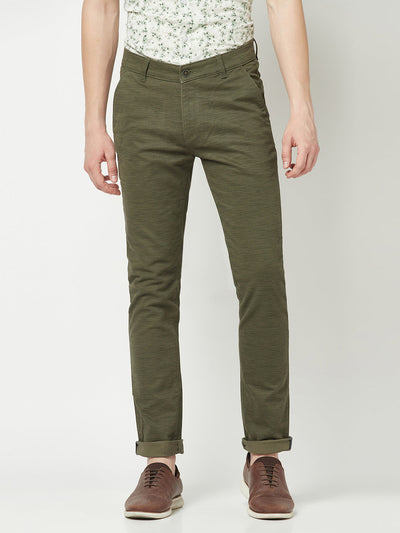  Olive Green Textured Trousers