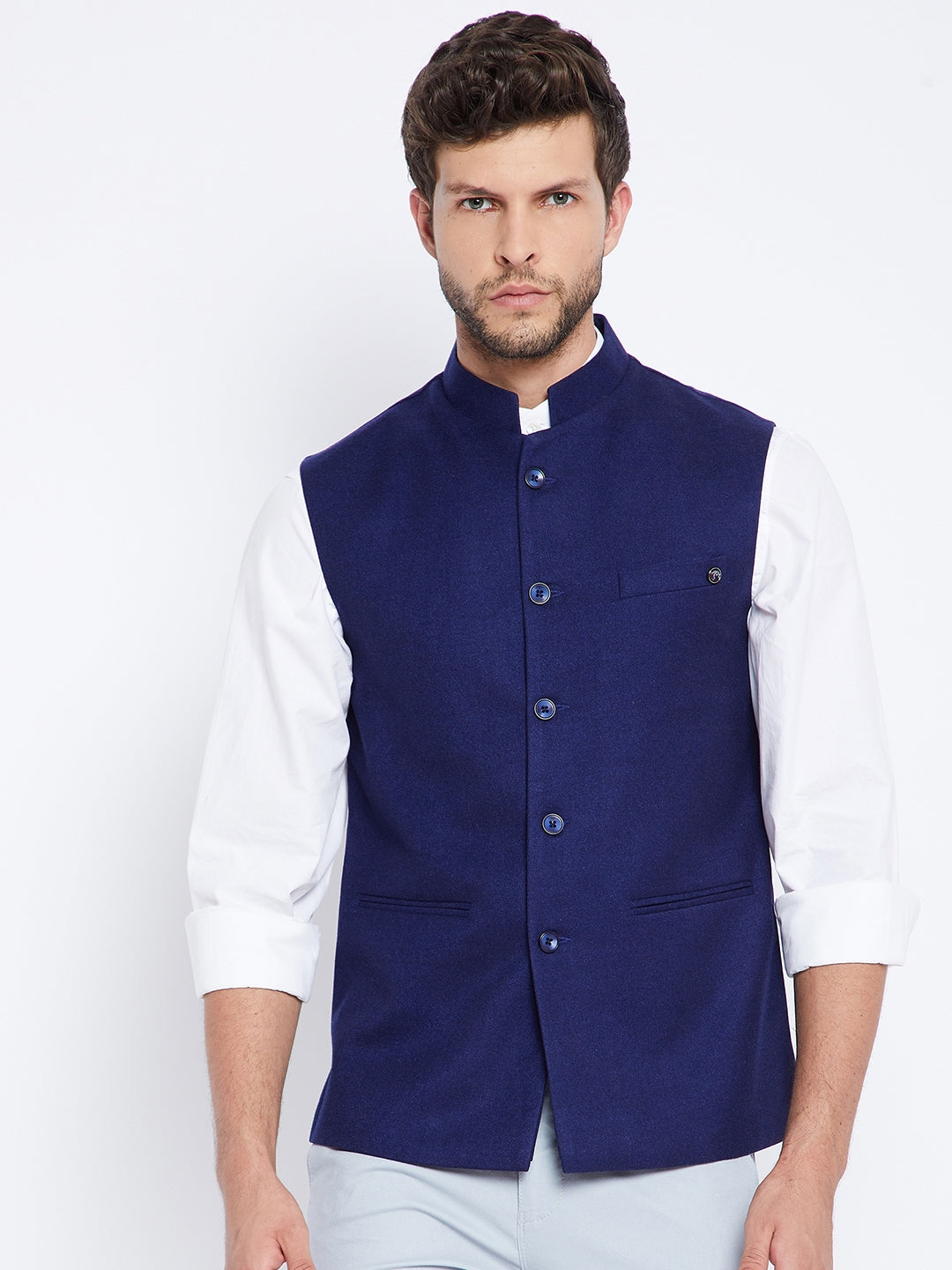 Blue waistcoat on sale