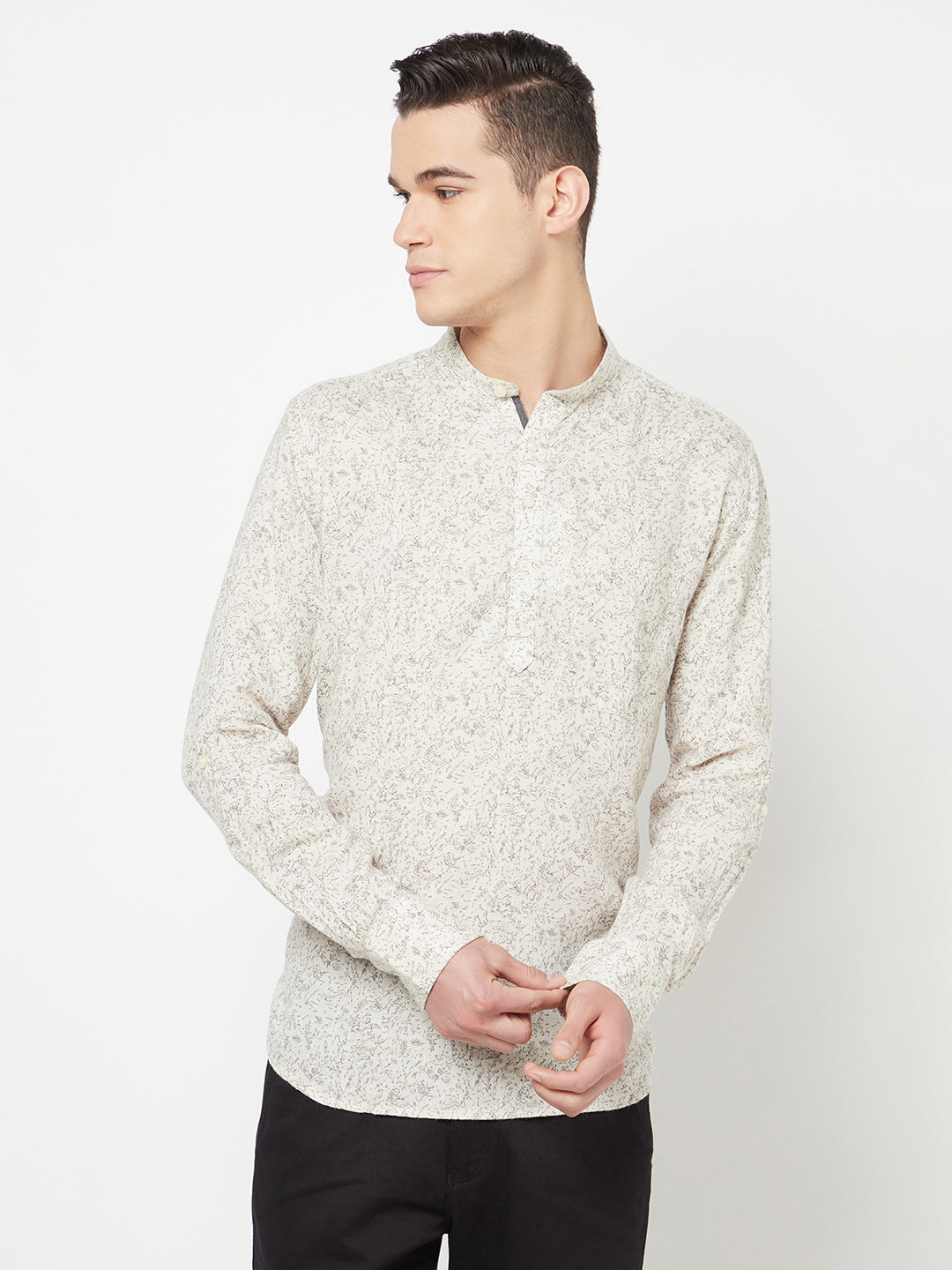 Beige Printed Kurta - Men Kurtas