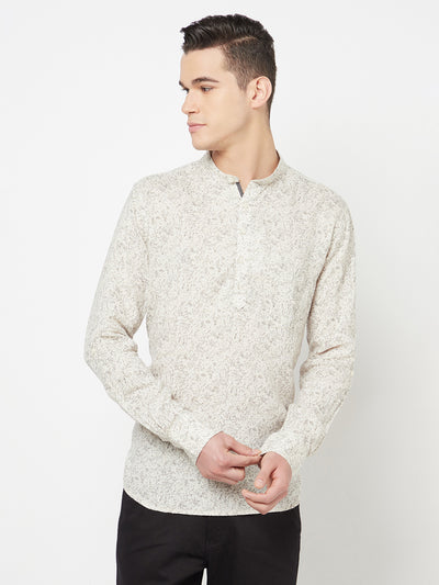 Beige Printed Kurta - Men Kurtas