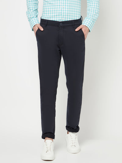 Navy Blue Casual Trousers - Men Trousers