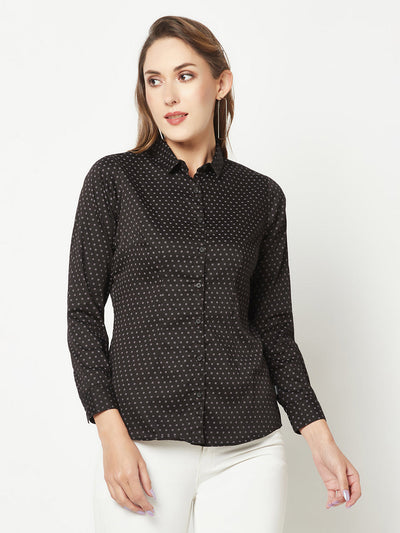  Black Mini-Motif Printed Shirt 