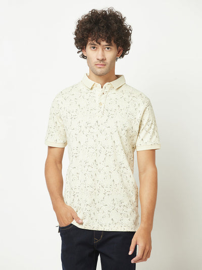  Lemon Yellow Floral Polo T-Shirt