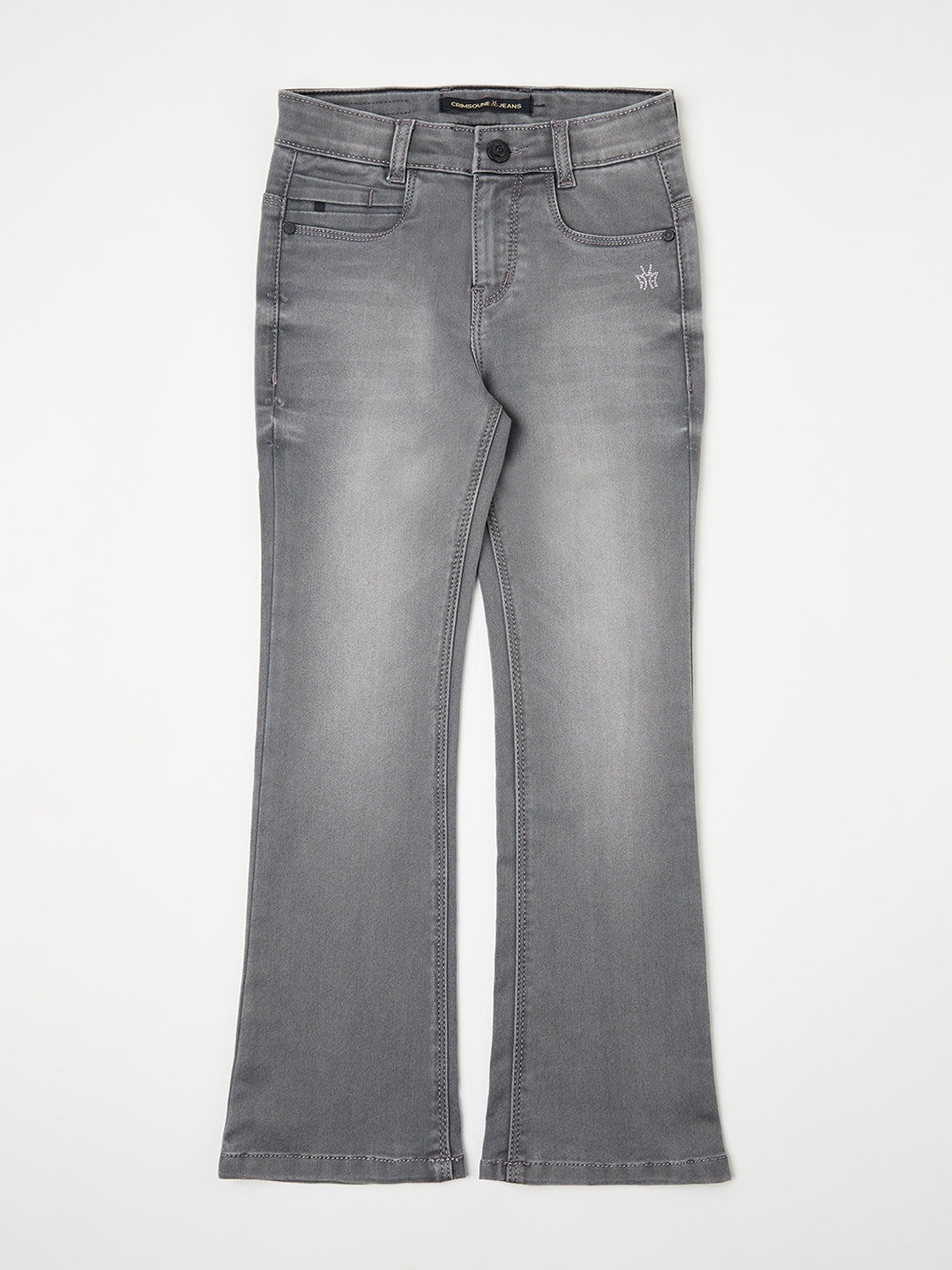 Grey Boot Cut Jeans - Girls Jeans