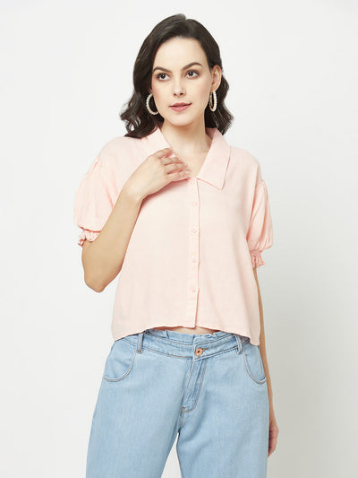  Plain Cropped Light Peach Shirt