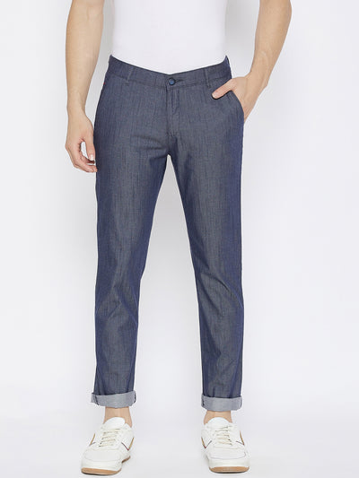 Blue Slim Fit Trousers - Men Trousers