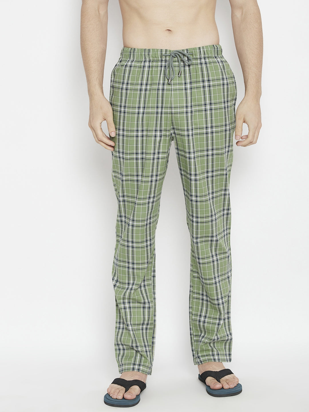 Green Checked Smart Fit Lounge Pants - Men Lounge Pants