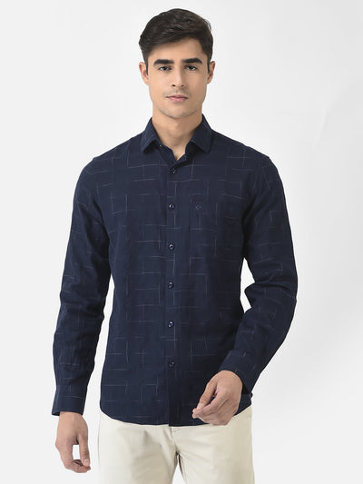  Navy Blue Shirt in Abstract Print
