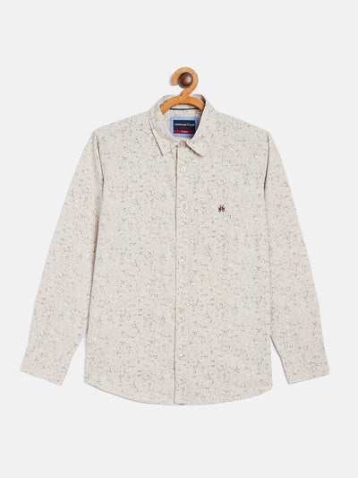 Beige Printed Casual Shirt - Boys Shirts