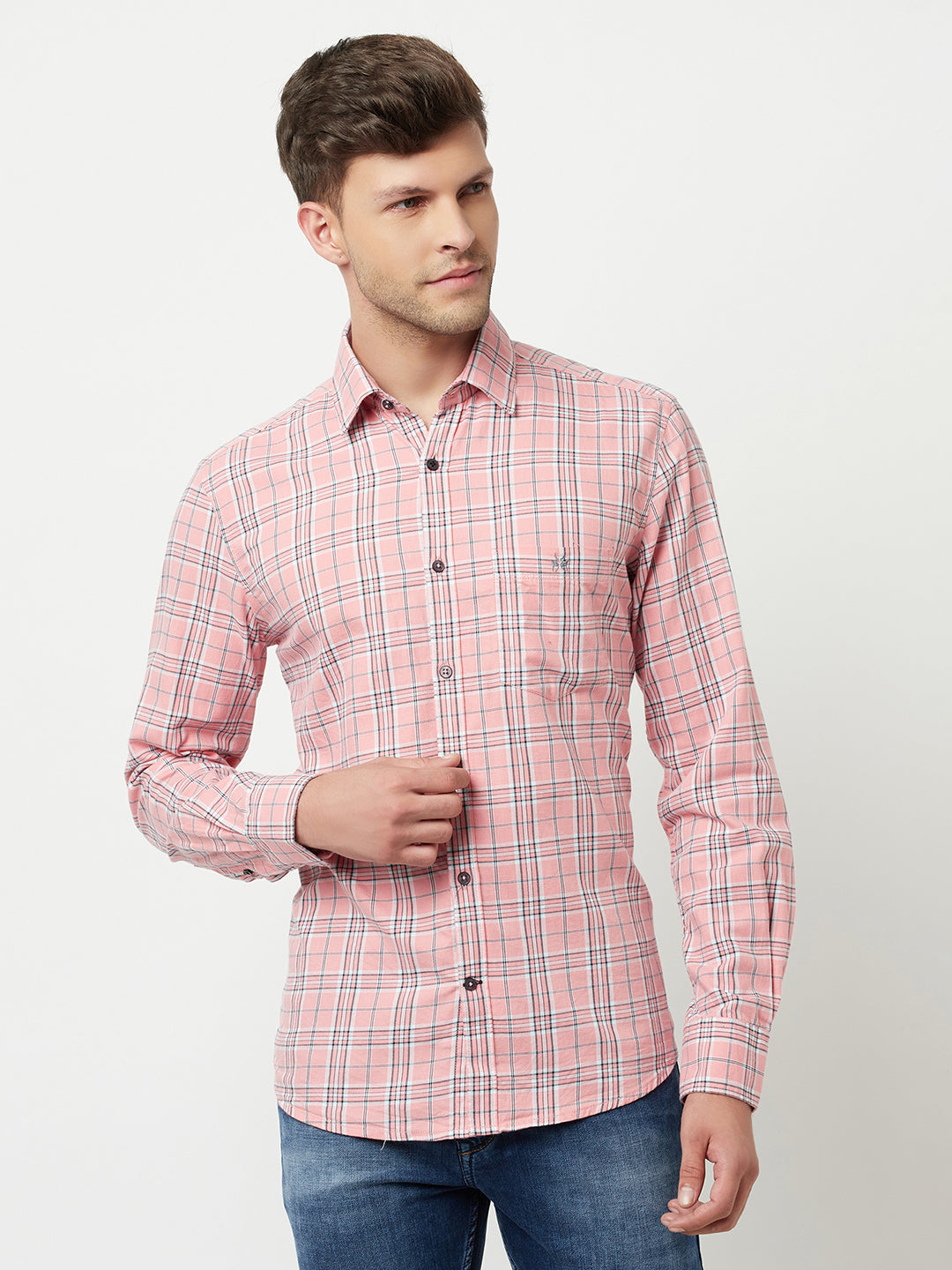 Pink Tartan Checked Shirt-Men Shirts-Crimsoune Club