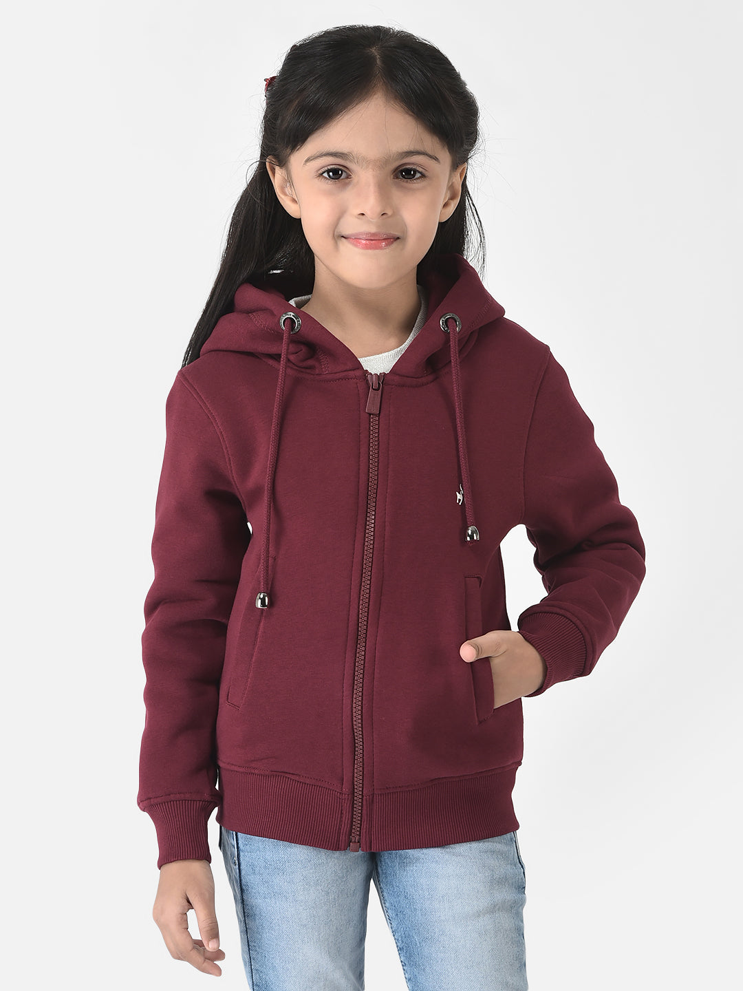 Maroon Sweatshirt with Zip Enclosure 