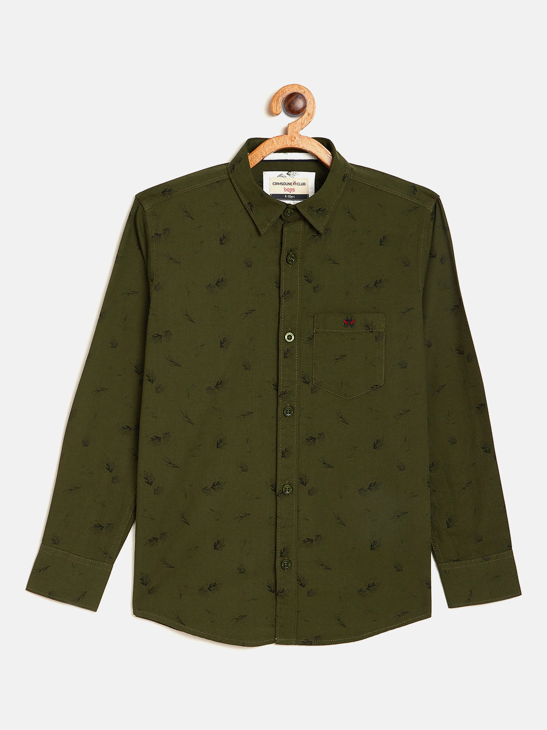 Olive Printed Full Sleeves Shirt - Boys Shirts