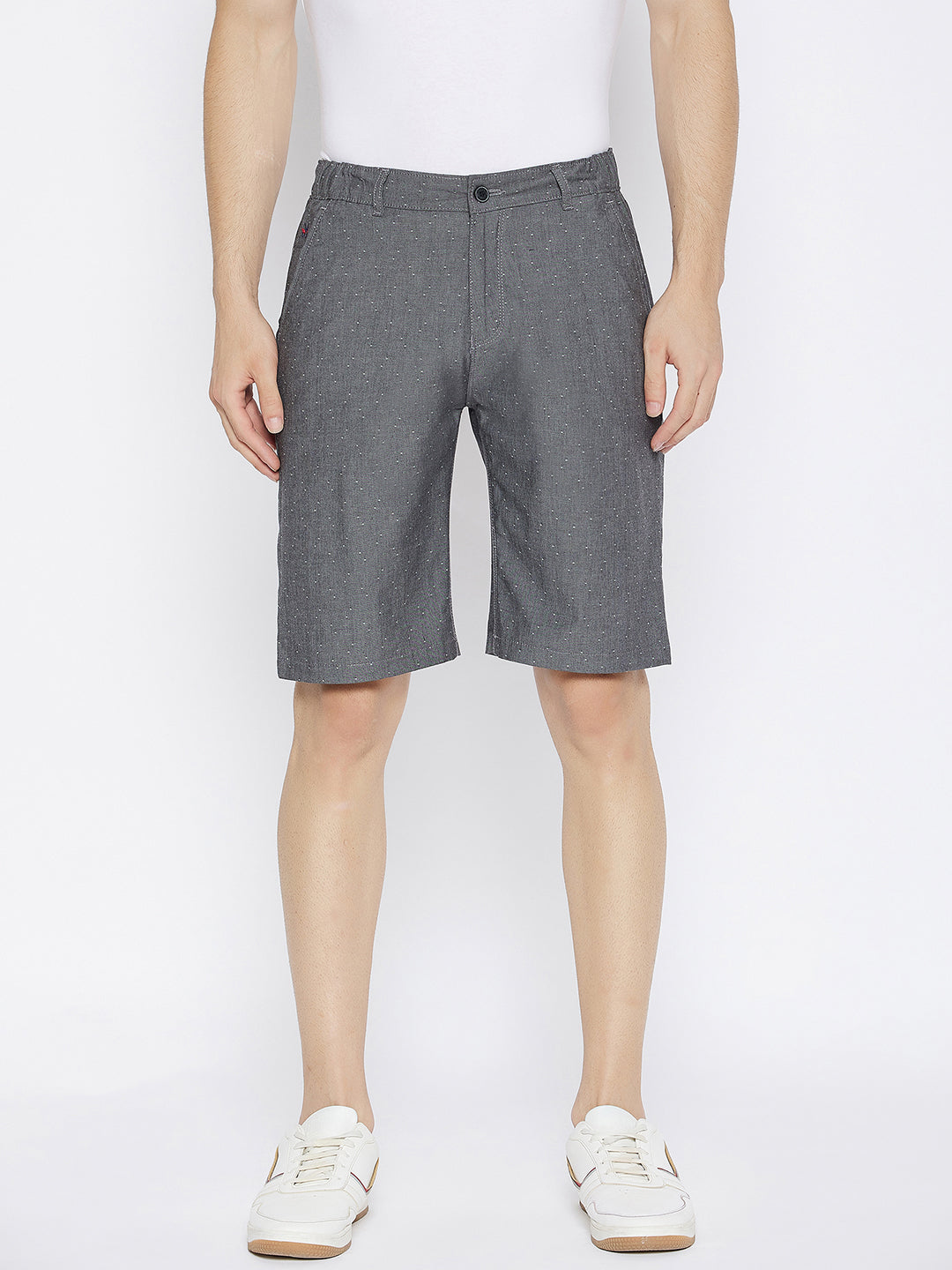Charcoal Printed Slim Fit Shorts - Men Shorts