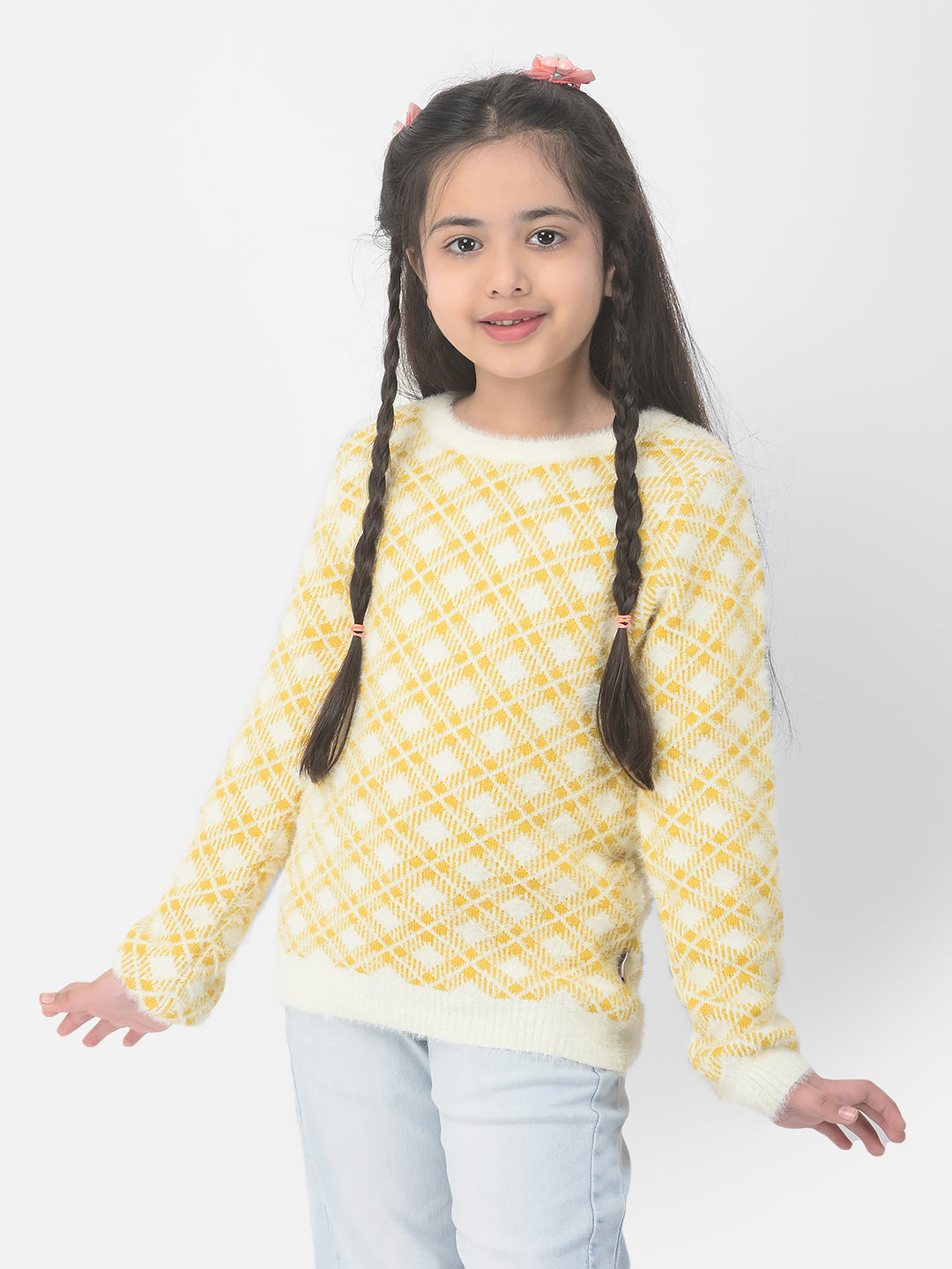  Mustard Yellow Checkered Sweater 