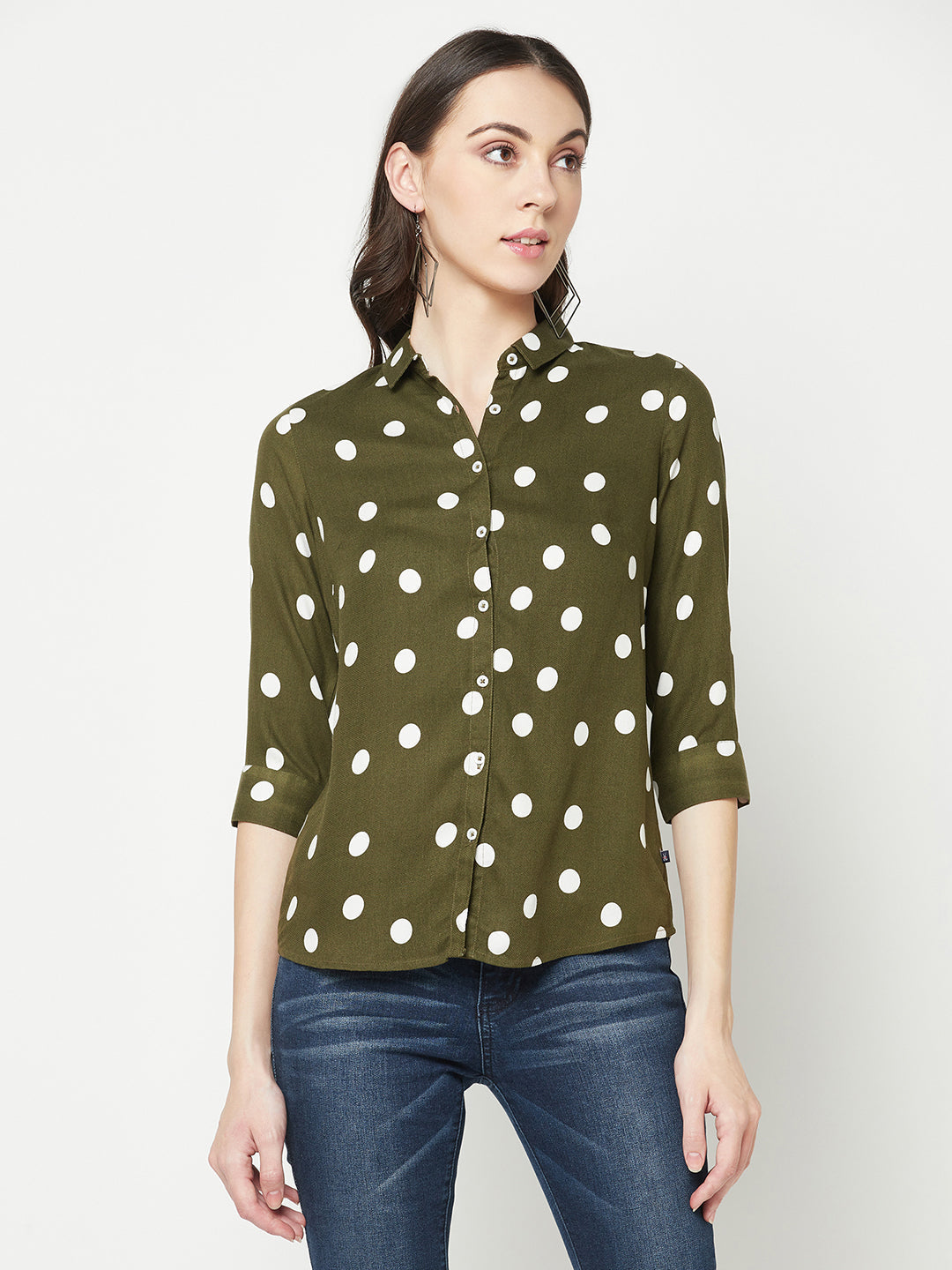  Olive Polka Dots Shirt