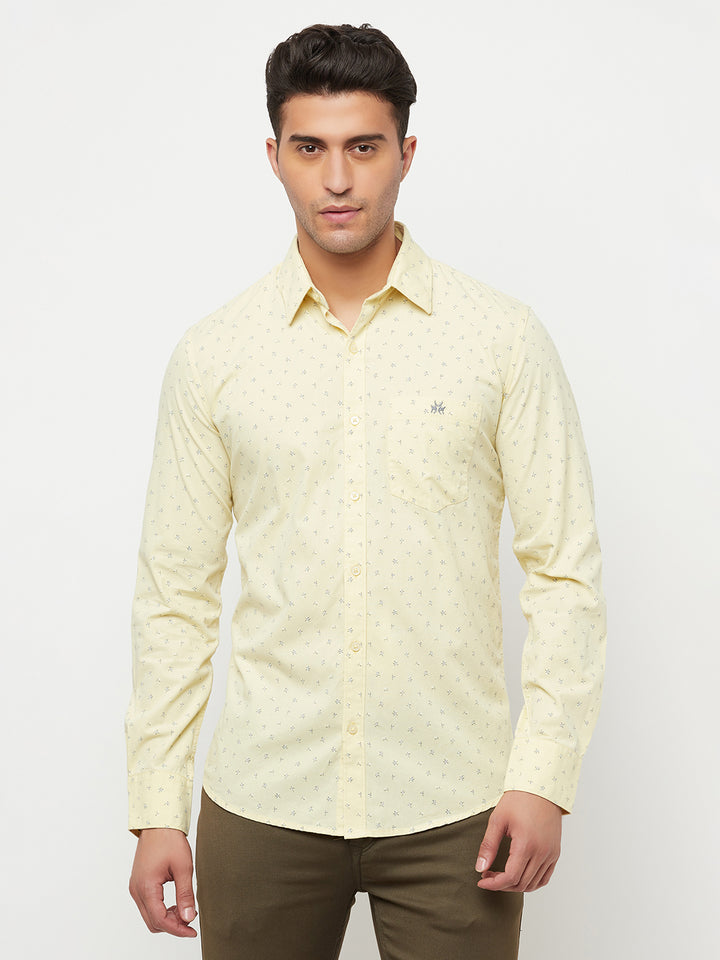 Yellow Floral Printed Shirt - Men Shirts