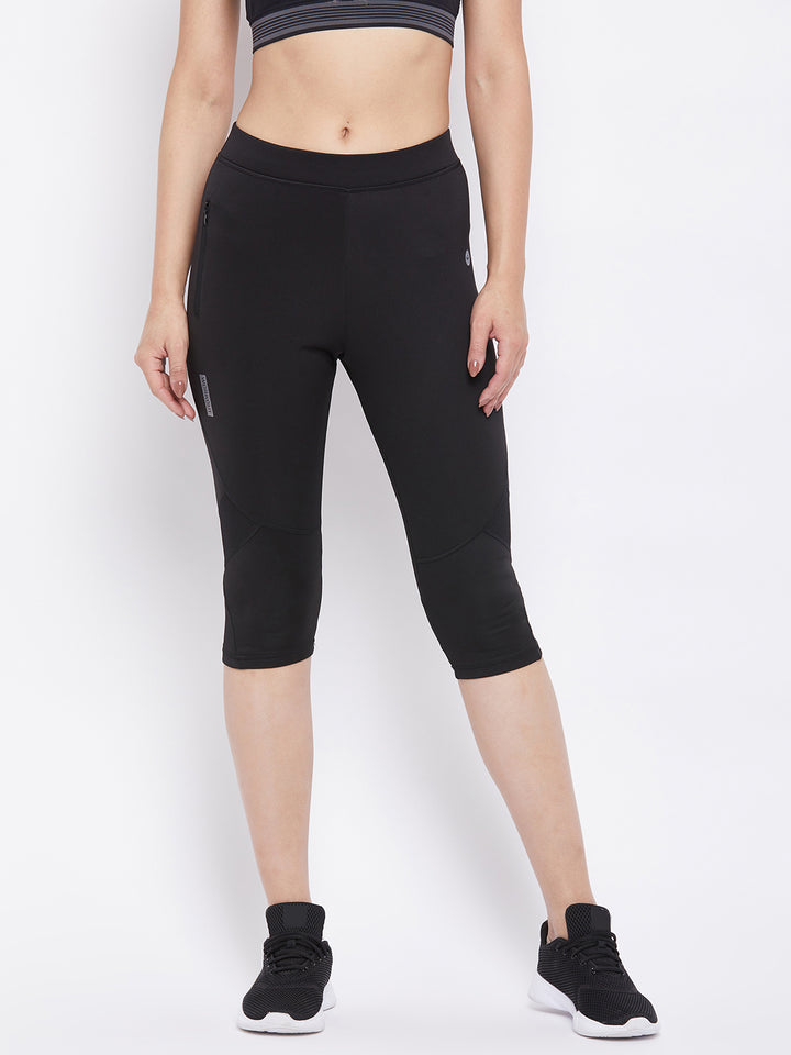 Black Sports Capris - Women Track Pants