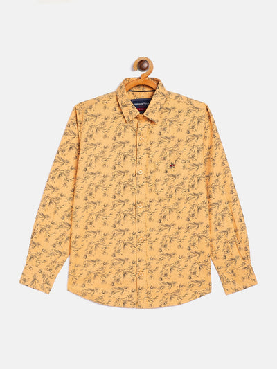 Mustard Printed Floral Shirt - Boys Shirts