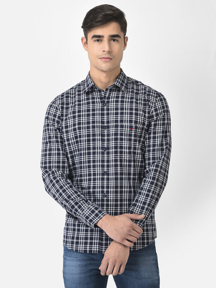  Navy Blue Shirt in Tartan Checks