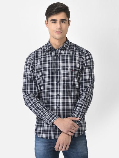  Navy Blue Shirt in Tartan Checks